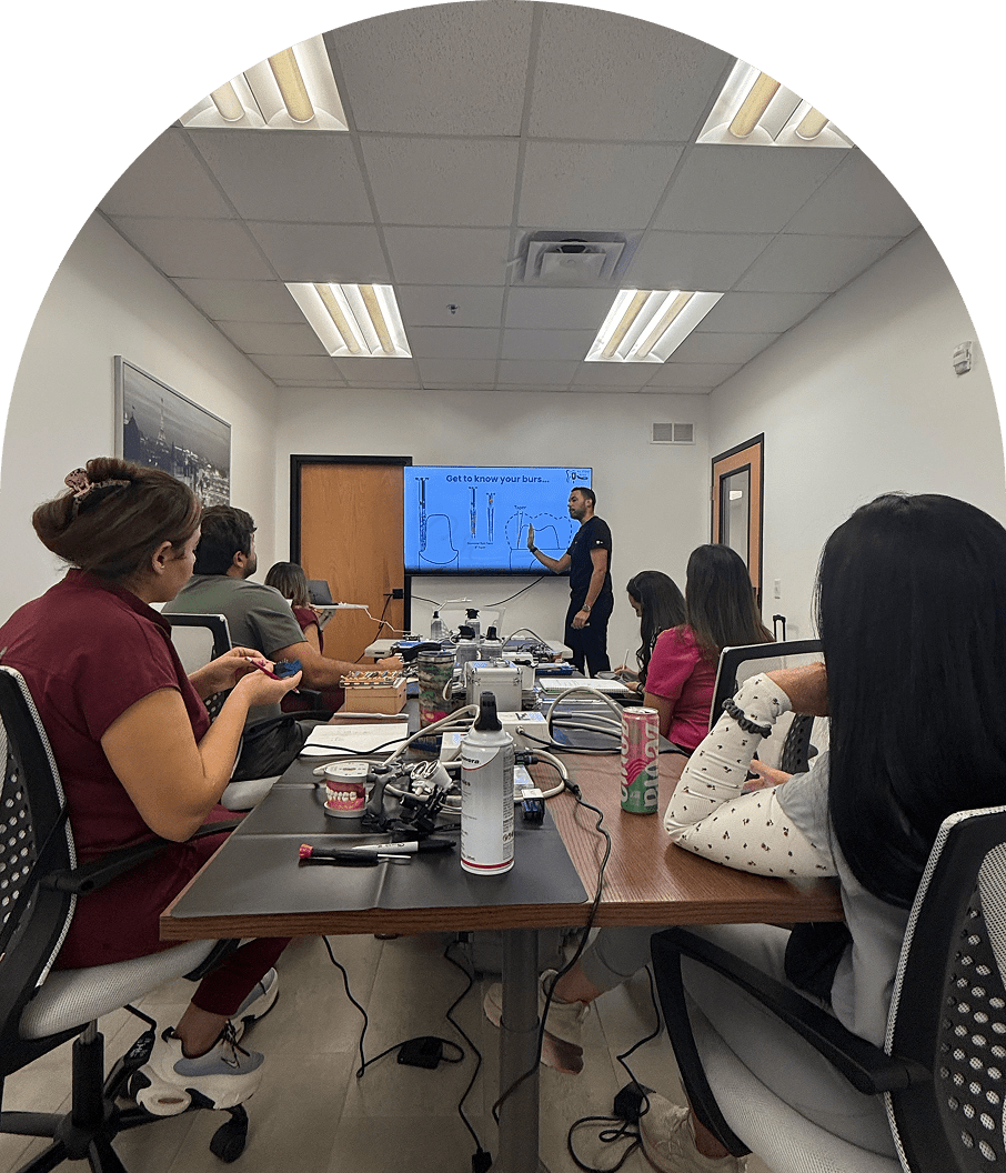 Team meeting with a presentation screen.